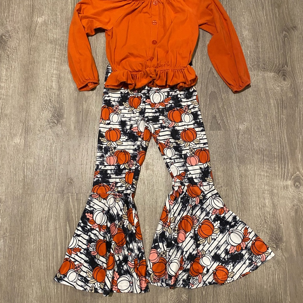 Kids Pumpkin Print Matching Set